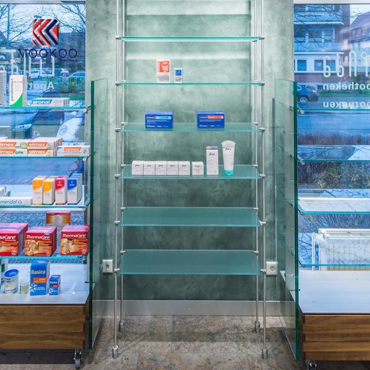 Factory Price Pharmacy Storage Tempered Glass Shelves