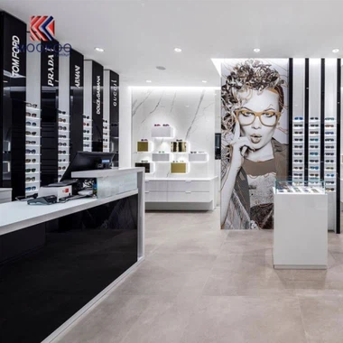 داخلہ روشن سیاہ اور سفید دھوپ کی دکان ڈیزائن ڈیزائن چشم کبایاں