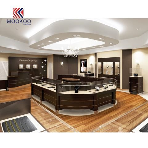 جواہرات کی دکان کے لئے شیشے کے ڈسپلے شوکیس جواہرات میٹل کلاسیکی انداز