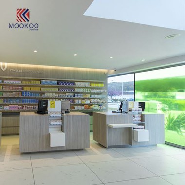 اعلی معیار کی فارمیسی شاپ کاؤنٹر فرنیچر ڈیزائن